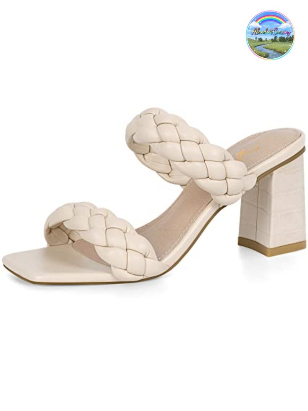 Braided Heeled Sandals Square Open Toe Chunky Block Heels Strappy Slip On Summer